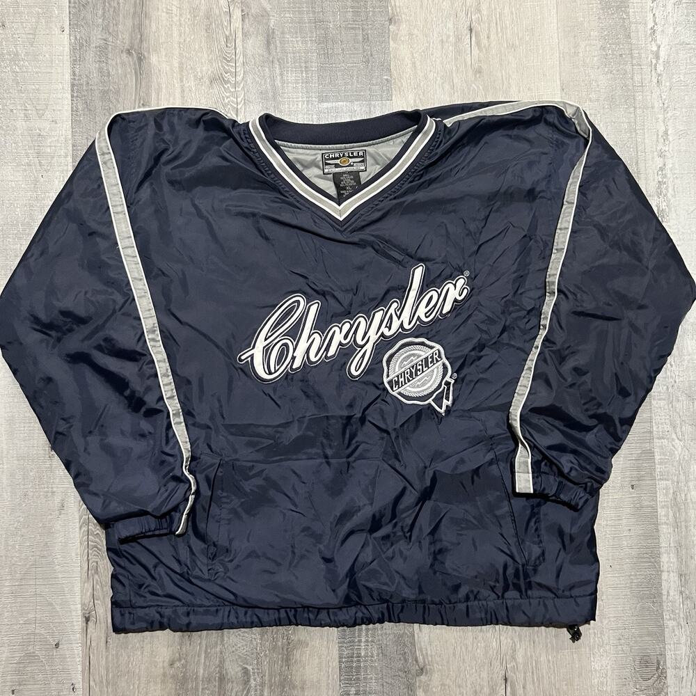 Vintage Chrysler Mens Size XL Pullover Satin Logo Car Automobile Jacket